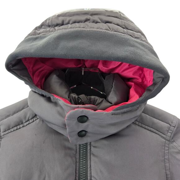 Lululemon Goose Down Puffer Jacket Womens 4 XS Gray Hot Pink Removable Hood - Picture 3 of 14